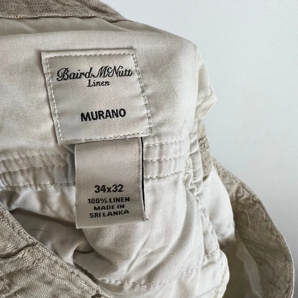 Baird McNutt Linen MURANO Mens 34x32 Casual Drawstring Pants Tan Beige